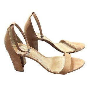 Schutz Womens Anna Lee Nude Suede Open-Toe Ankle‎ Strap Heels Size 11B